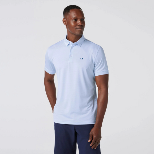 The Chalkboard Polo by Mizzen+Main (Light Blue White Stripe)